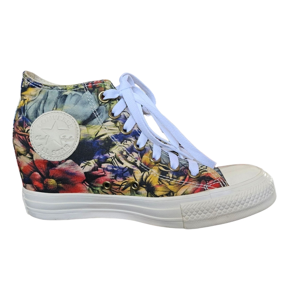 Converse Wedge Heel Chuck Taylor All Star Lux Hi Top Floral Rare sz 7.5